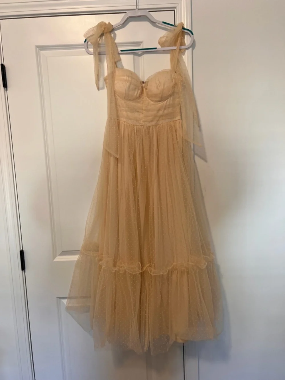 Mable Brynlee Tulle Midi Dress Tie Shoulder Romantic Cottagecore Dress - Picture 4 of 12